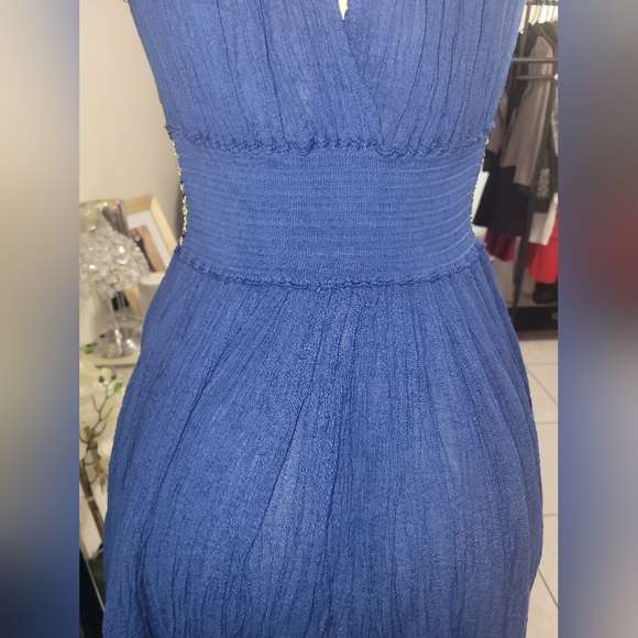 Elegant Blue Sleeveless Dress Size M Made in Greece - Picture 7 of 8